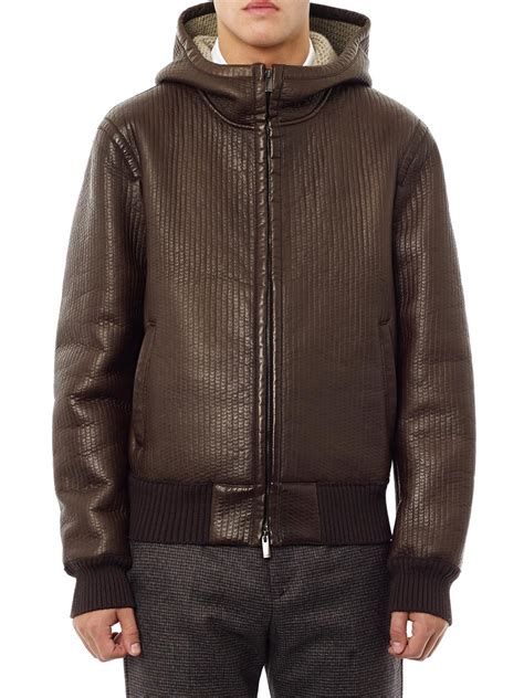 fendi mens leather jackets|Fendi leather hooded jacket.